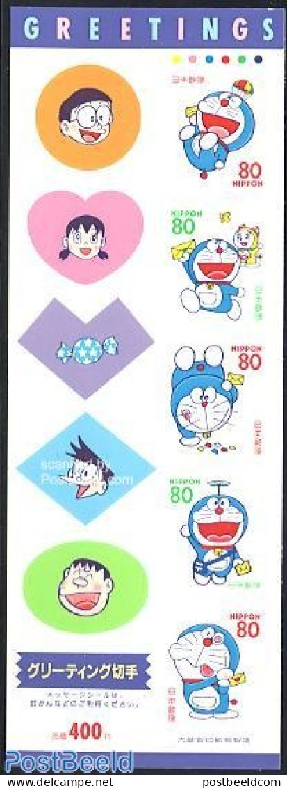Japan 1997 Doraemon 5v M/s, Mint NH, Various - Greetings & Wishing Stamps - Art - Comics (except Disney) - Neufs