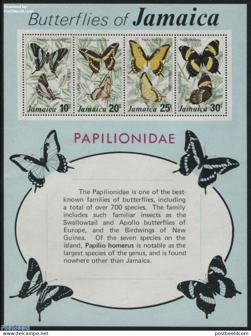 Jamaica 1975 Butterflies S/s, Mint NH, Nature - Butterflies - Jamaica (1962-...)
