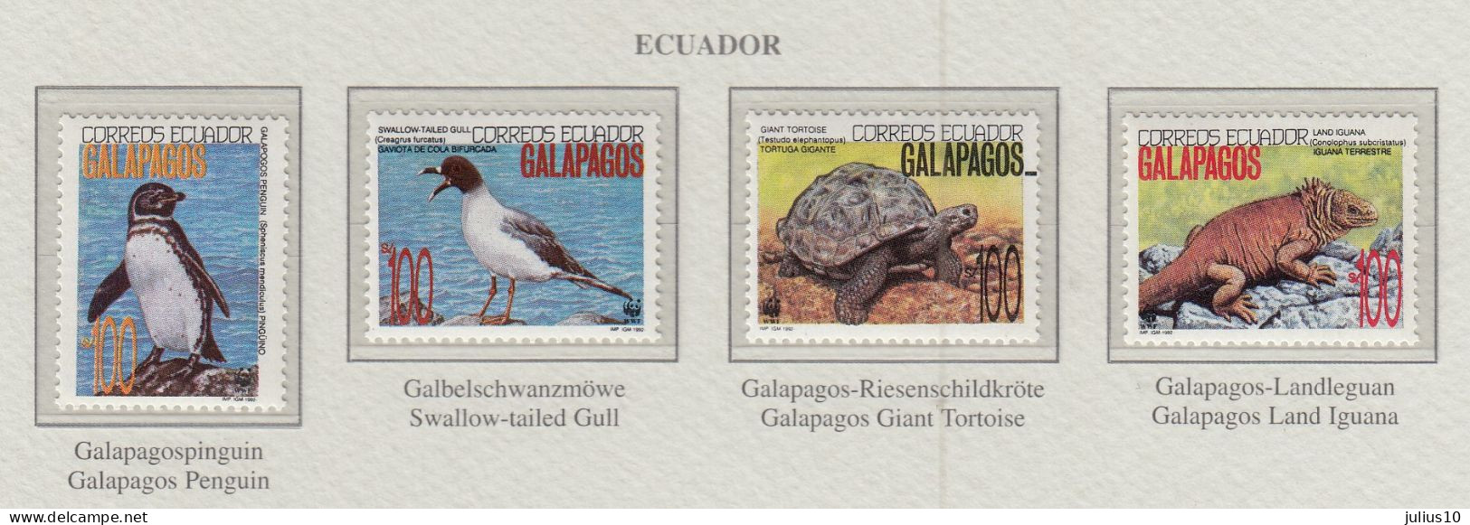 ECUADOR 1992 WWF  Mi 2207-2209 MNH(**) Fauna 806 - Unused Stamps