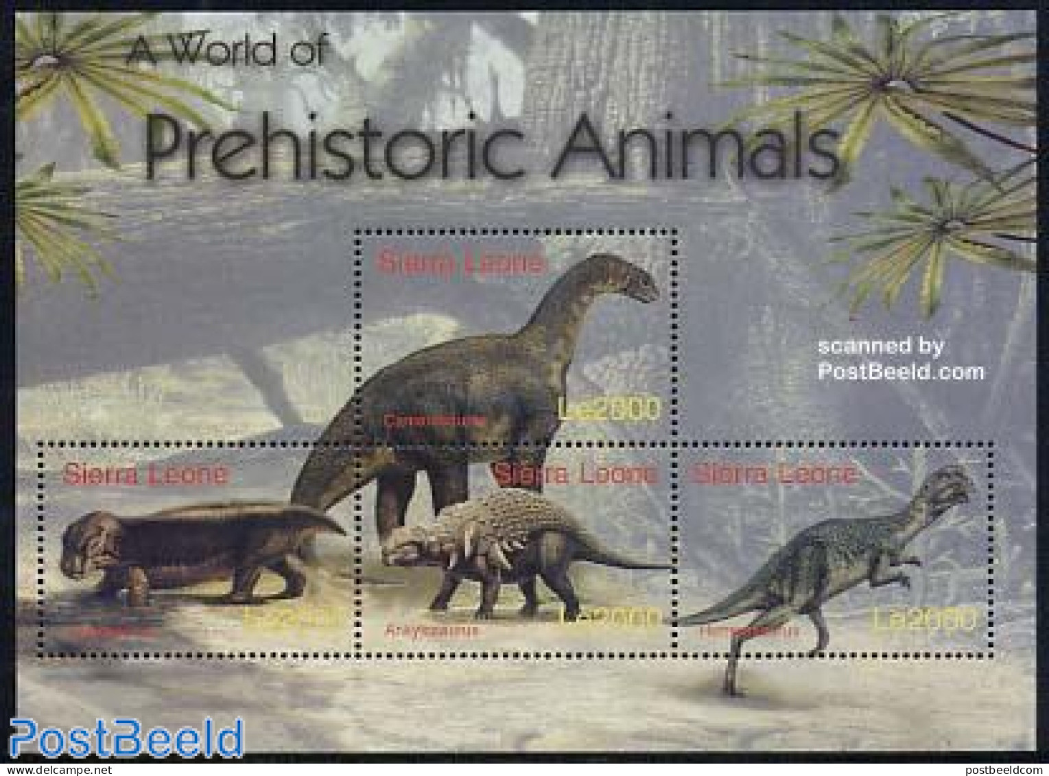 Sierra Leone 2004 Preh. Animals 4v M/s, Camarasaurus, Mint NH, Nature - Prehistoric Animals - Vor- U. Frühgeschichte