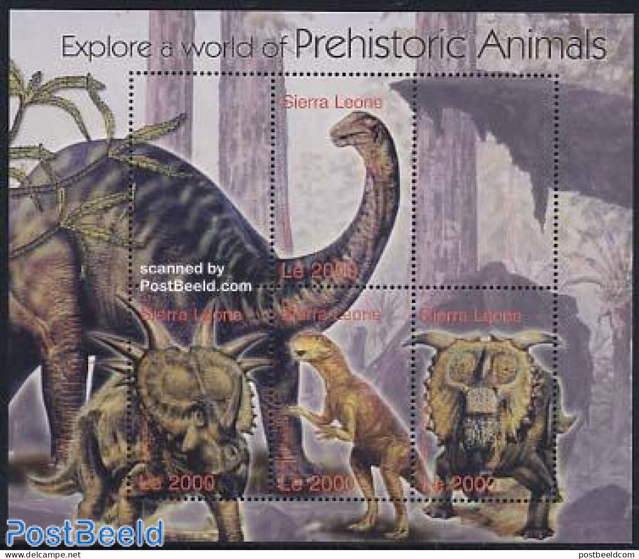 Sierra Leone 2004 Preh. Animals 4v M/s, Apatosaurus, Mint NH, Nature - Prehistoric Animals - Prehistorisch