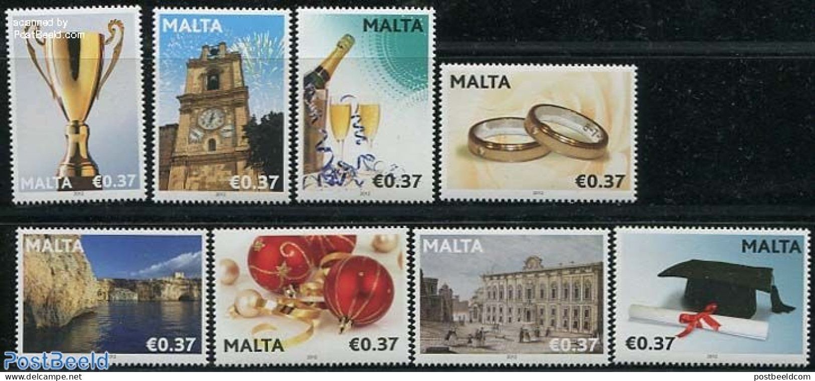 Malta 2012 Greeting Stamps 8v, Mint NH, Nature - Religion - Science - Various - Wine & Winery - Christmas - Education .. - Wein & Alkohol