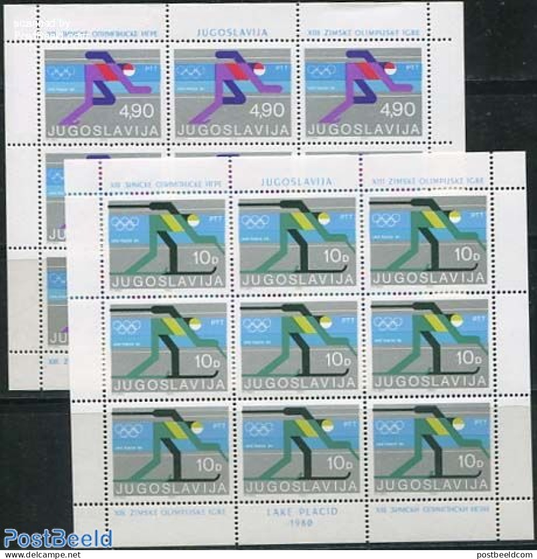 Yugoslavia 1980 Olympic Winter Games 2 M/s, Mint NH, Sport - Olympic Winter Games - Skiing - Ungebraucht