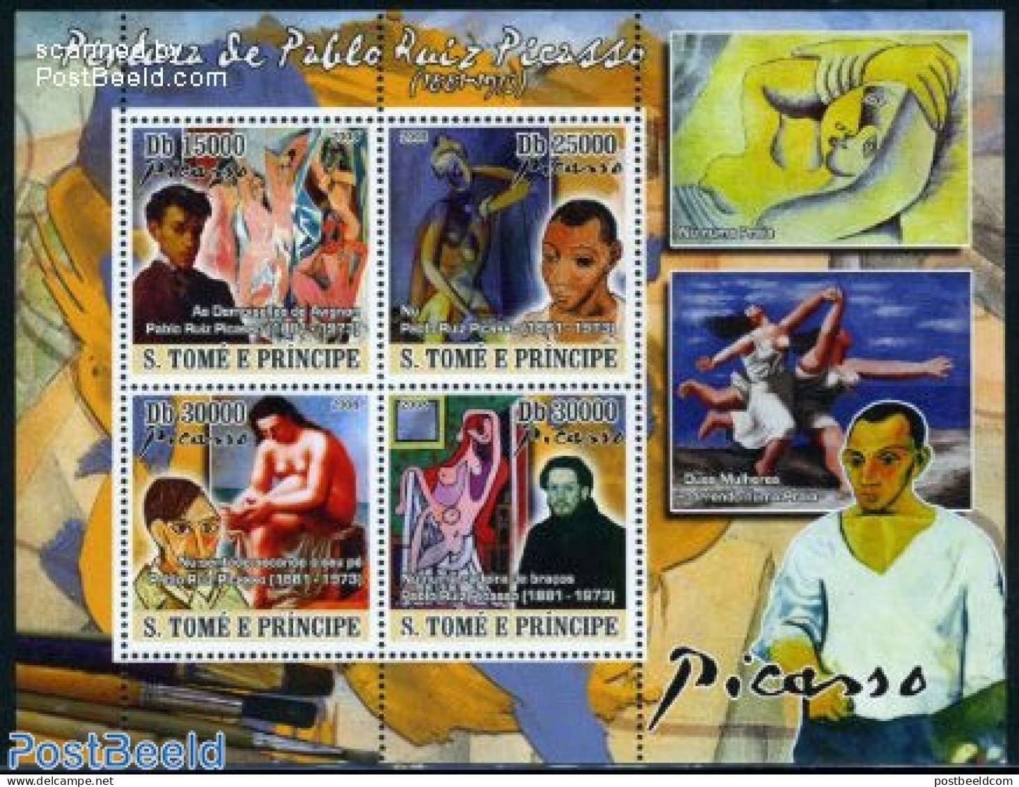 Sao Tome/Principe 2008 Picasso 4v M/s, Mint NH, Art - Modern Art (1850-present) - Nude Paintings - Pablo Picasso - São Tomé Und Príncipe