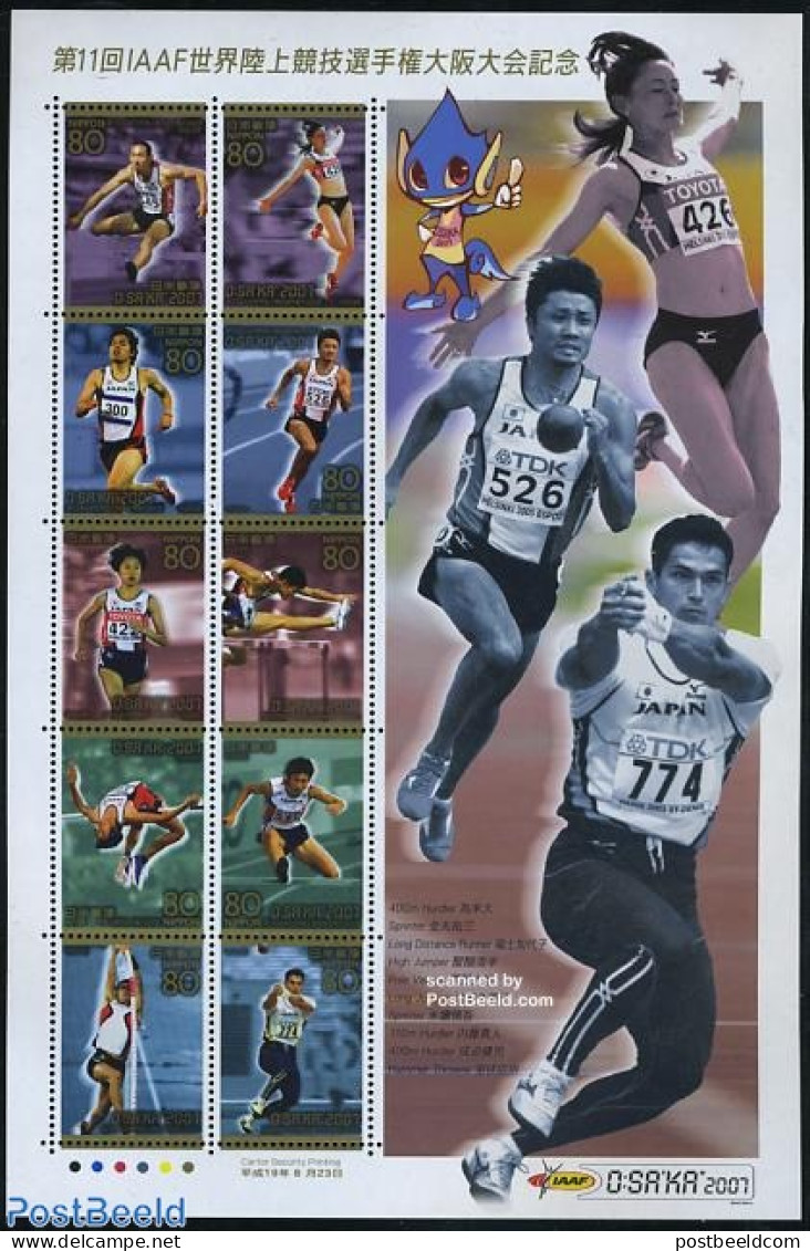 Japan 2007 OSAKA 2007 Athletics 10v M/s, Mint NH, Sport - Athletics - Sport (other And Mixed) - Unused Stamps