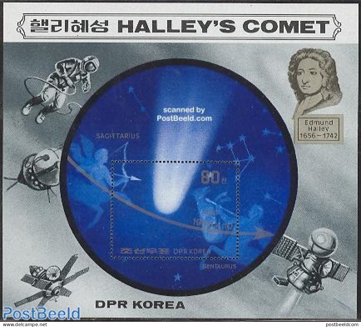 Korea, North 1985 Halleys Comet S/s, Mint NH, Science - Astronomy - Halley's Comet - Astrology