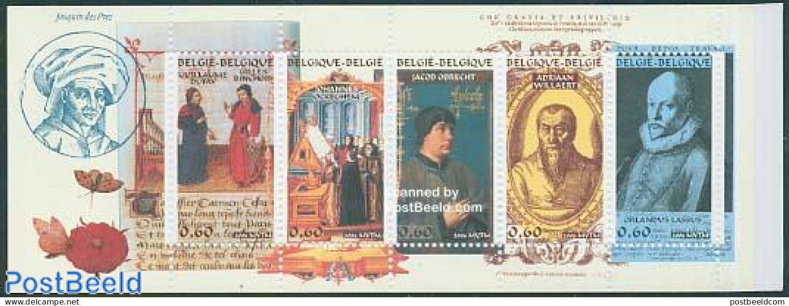 Belgium 2006 Renaisance Music 5v In Booklet, Mint NH, Performance Art - Music - Stamp Booklets - Art - Books - Ongebruikt