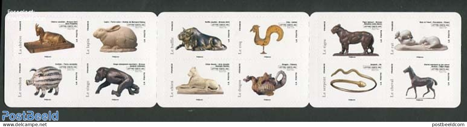 France 2013 Zodiac Animals In Art 12v S-a In Booklet, Mint NH, Nature - Science - Animals (others & Mixed) - Cat Famil.. - Neufs