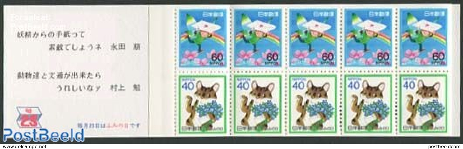 Japan 1988 Letter Writing Day Booklet, Mint NH, Nature - Cats - Stamp Booklets - Ongebruikt
