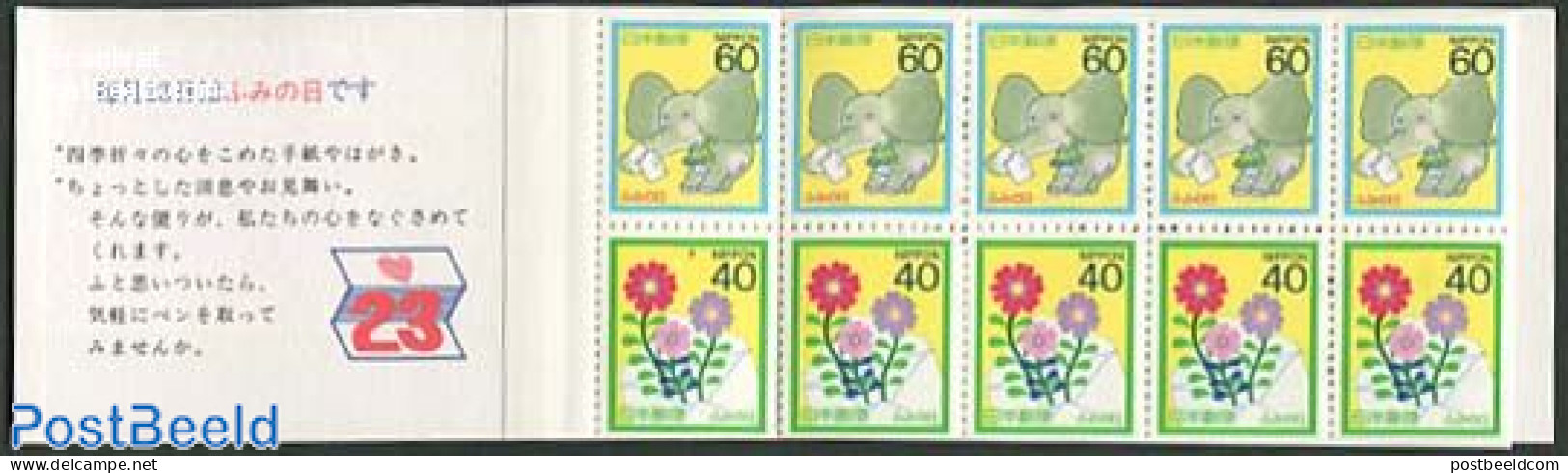 Japan 1987 Letter Writing Day Booklet, Mint NH, Nature - Elephants - Stamp Booklets - Unused Stamps