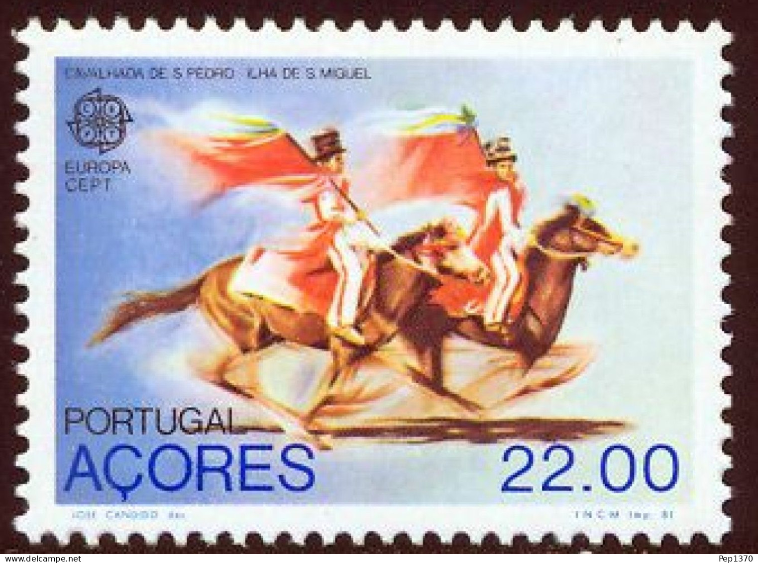 AZORES 1981 - AÇORES - EUROPA CEPT - FOLKLORE - YVERT 331** - Horses