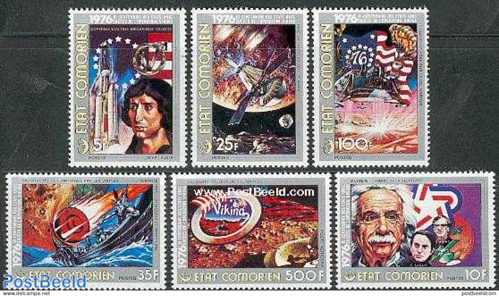 Comoros 1976 US Bi-centenary, Space 6v, Mint NH, History - Transport - US Bicentenary - Ships And Boats - Space Explor.. - Boten