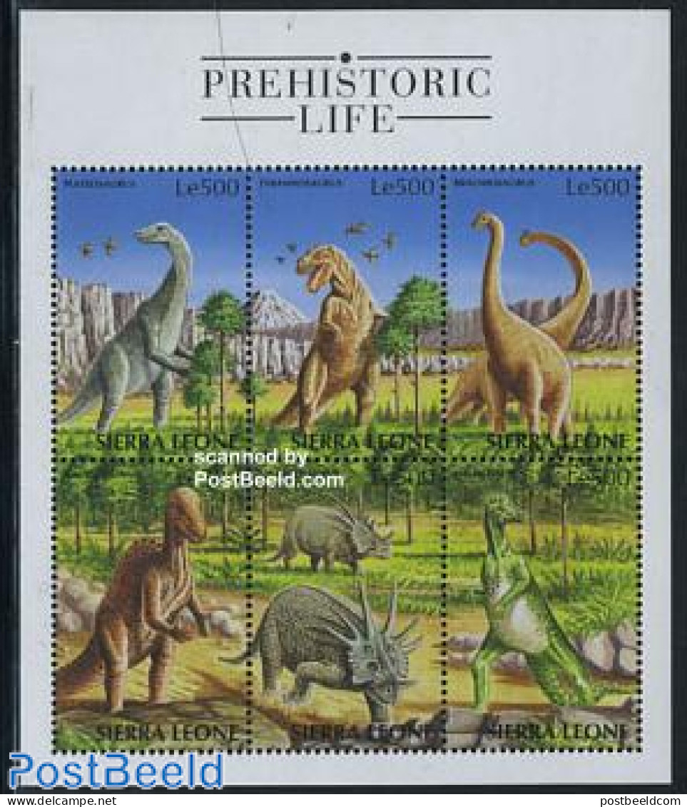 Sierra Leone 1998 Preh. Animals 6v M/s, Mint NH, Nature - Prehistoric Animals - Vor- U. Frühgeschichte