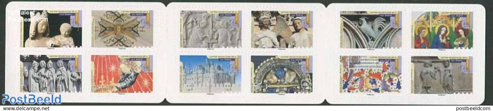 France 2013 Gothic Art 12v S-a In Booklet, Mint NH, Nature - Poultry - Art - Castles & Fortifications - Sculpture - Unused Stamps