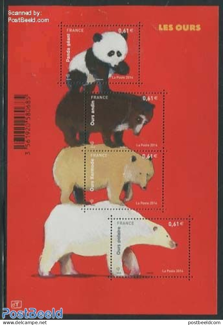 France 2014 Bears S/s, Mint NH, Nature - Animals (others & Mixed) - Bears - Pandas - Nuevos