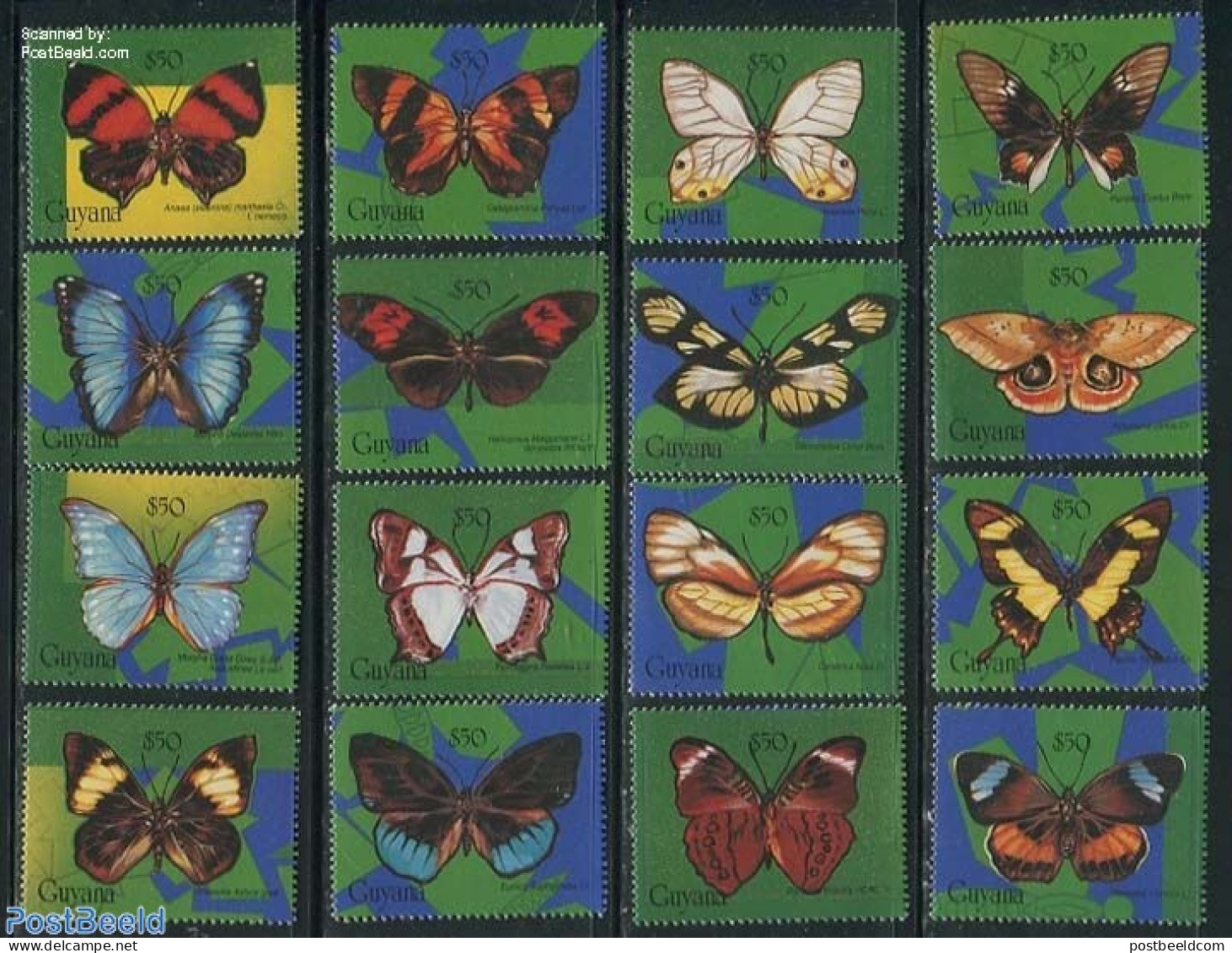 Guyana 1994 Butterflies 16v, Mint NH, Nature - Butterflies - Guyana (1966-...)