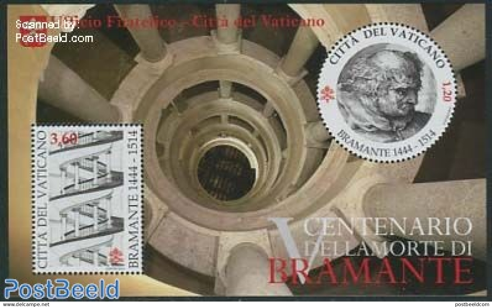 Vatican 2014 Bramante S/s, Mint NH, Various - Round-shaped Stamps - Art - Architects - Neufs
