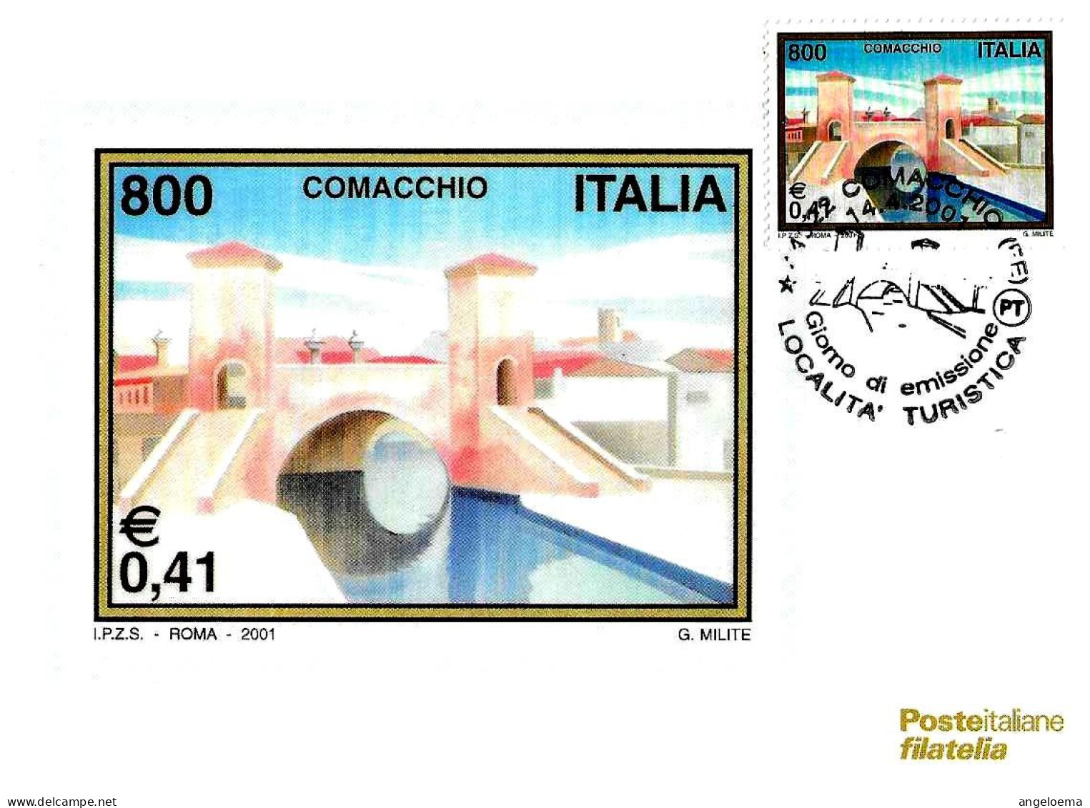 ITALIA ITALY - 2001 COMACCHIO (FE) Località Turistica: PONTE Annullo Fdc Su Cartolina PT - 3240 - Bruggen