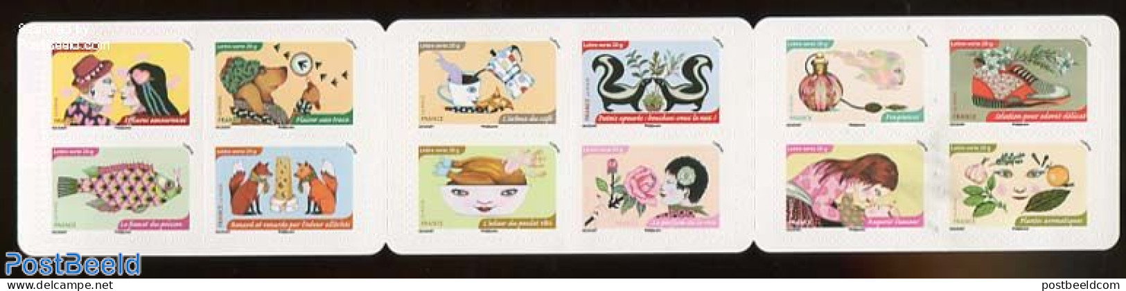 France 2014 Smells 12v S-a In Booklet, Mint NH, Nature - Dogs - Fish - Roses - Stamp Booklets - Art - Comics (except D.. - Unused Stamps