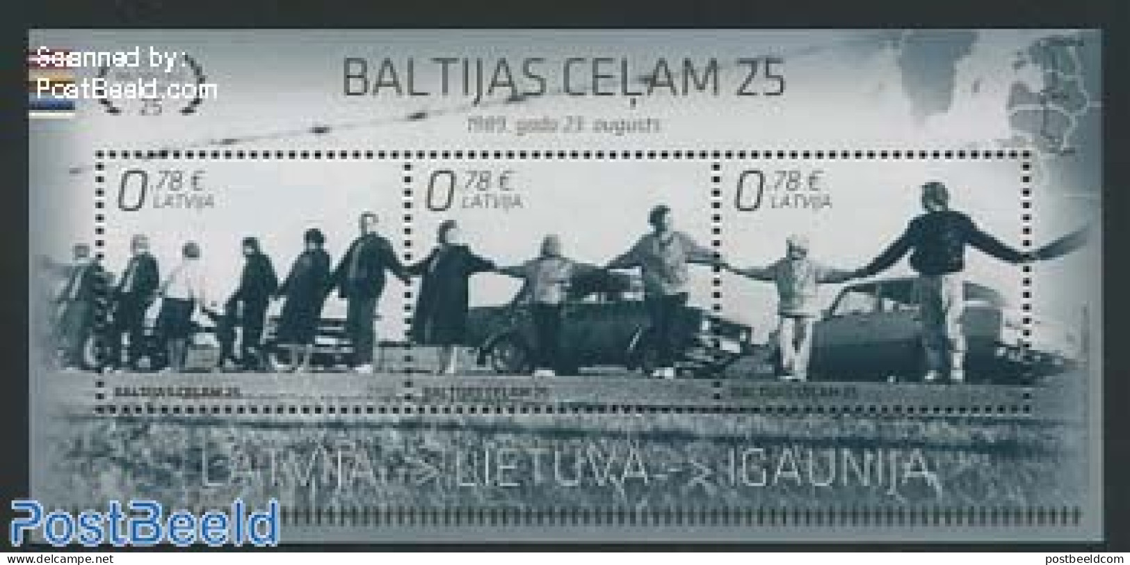 Latvia 2014 Baltic Chain 25th Anniversary S/s, Mint NH, History - Transport - Various - History - Automobiles - Joint .. - Cars