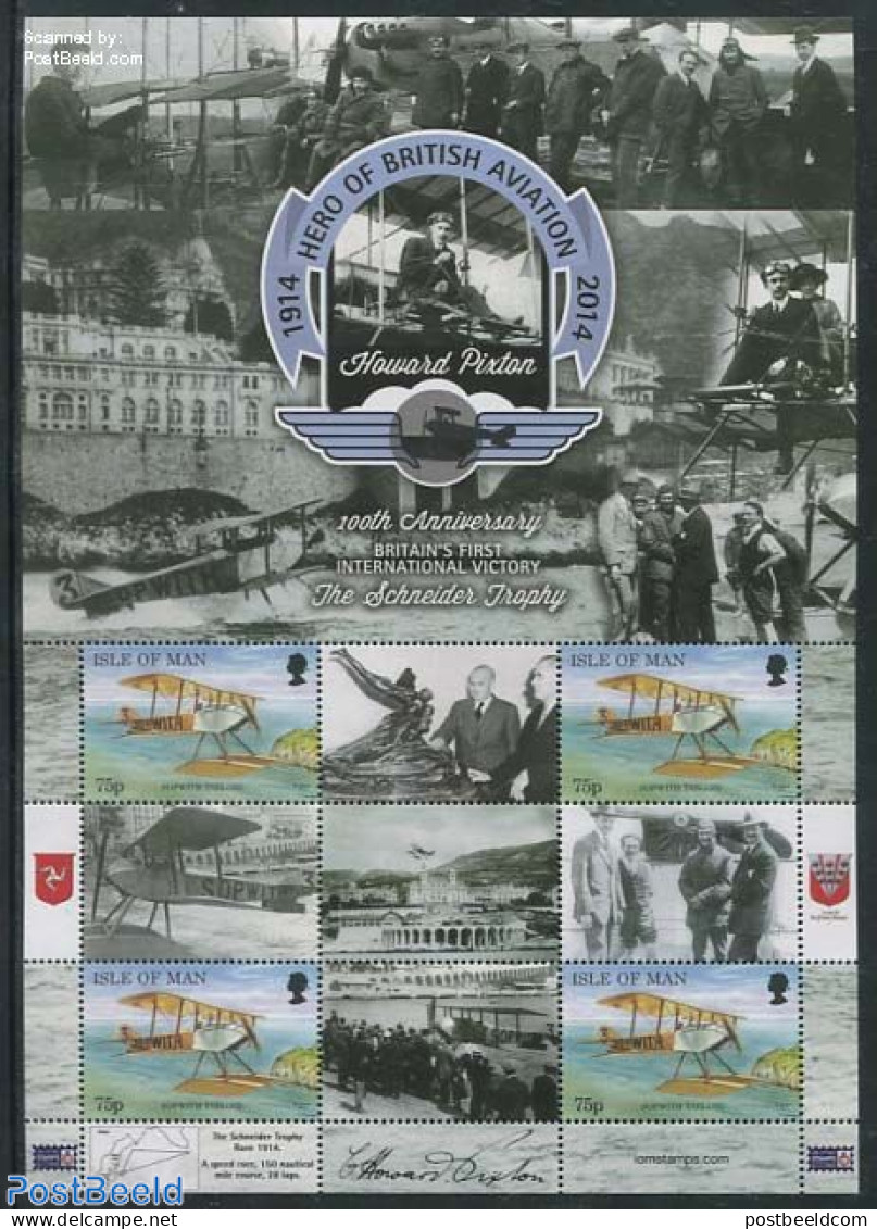 Isle Of Man 2014 Schneider Trophy M/s, Mint NH, Transport - Aircraft & Aviation - Airplanes