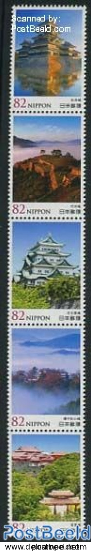 Japan 2014 Japanese Castle Series No. 3 5v [::::], Mint NH, Art - Castles & Fortifications - Neufs