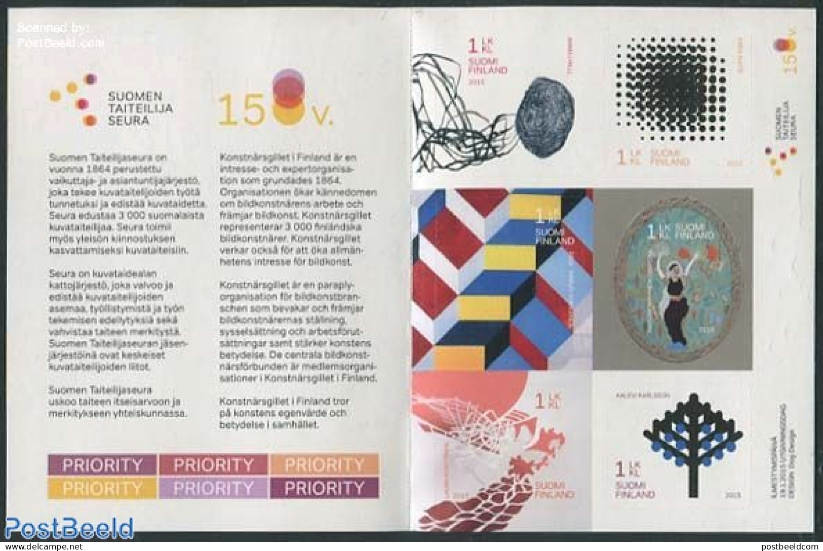 Finland 2015 Artists Society Booklet, Mint NH, Stamp Booklets - Art - Modern Art (1850-present) - Unused Stamps