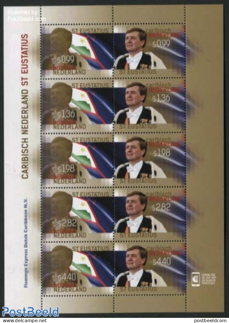 Dutch Caribbean 2015 St. Eustatius, King Willem-Alexander 10v M/s, Mint NH, History - Kings & Queens (Royalty) - Koniklijke Families