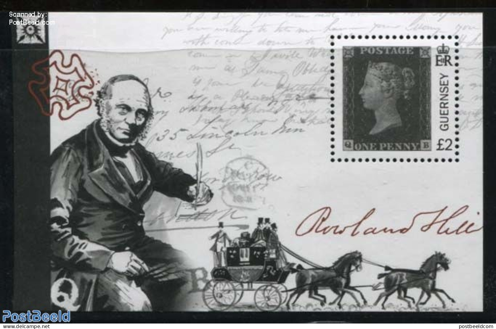 Guernsey 2015 175 Years Penny Black S/s, Mint NH, Sir Rowland Hill - Stamp Booklets - Stamps On Stamps - Rowland Hill