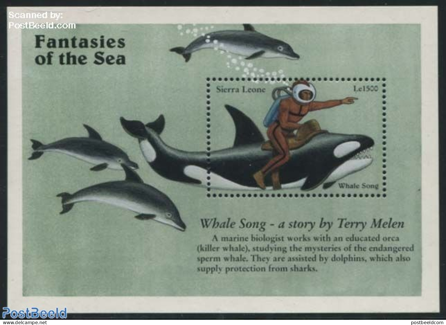 Sierra Leone 1996 Whale Song S/s, Mint NH, Nature - Sport - Sea Mammals - Diving - Art - Fairytales - Duiken