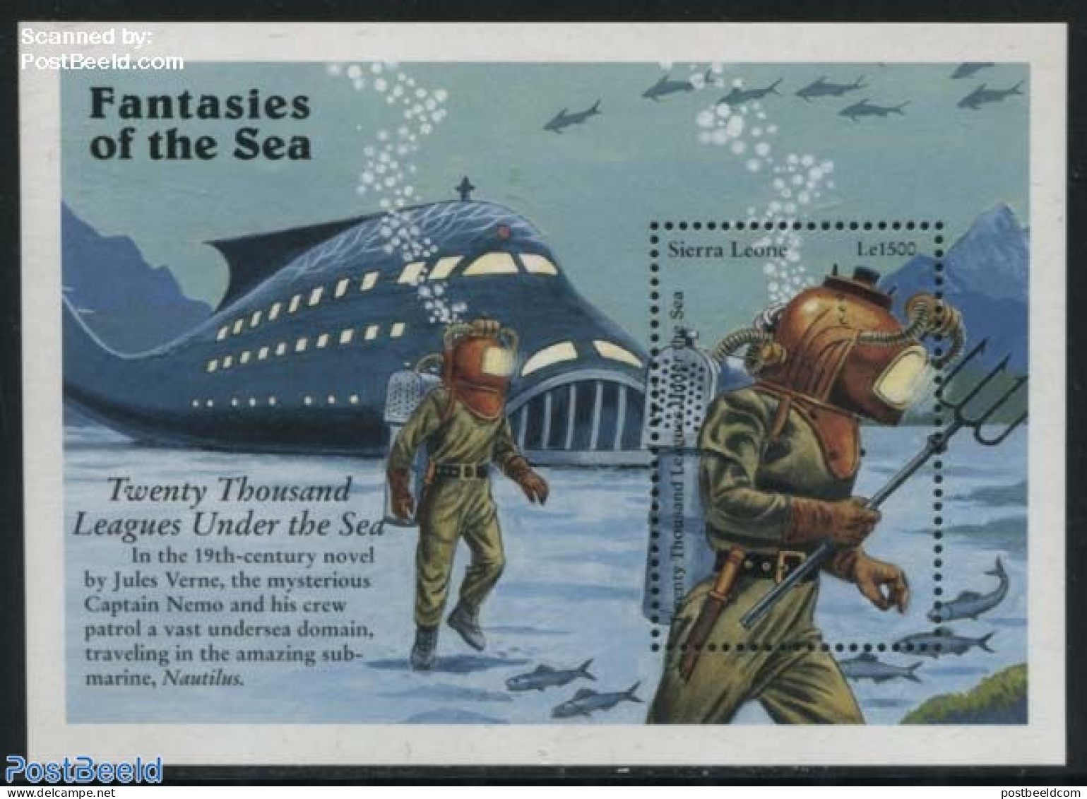 Sierra Leone 1996 Twenty Thousand Leagues Under The Sea S/s, Mint NH, Sport - Diving - Art - Fairytales - Jules Verne - Plongée