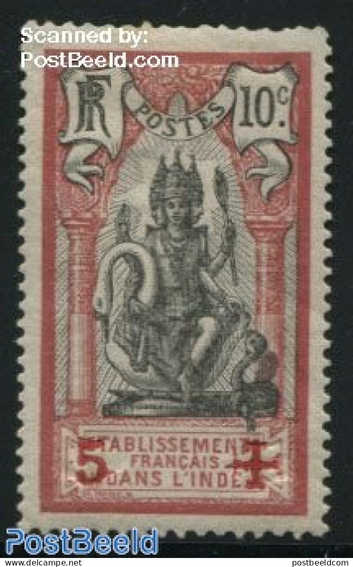 French India 1916 Red Cross 1v, Unused (hinged), Health - Nature - Red Cross - Birds - Unused Stamps