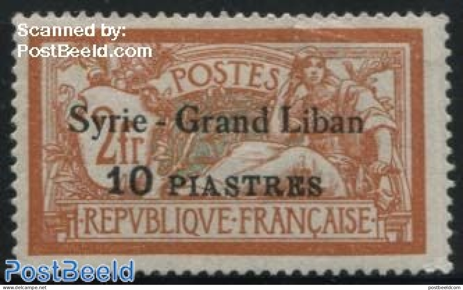 Syria 1923 10P On 2Fr, Stamp Out Of Set, Unused (hinged) - Syrien