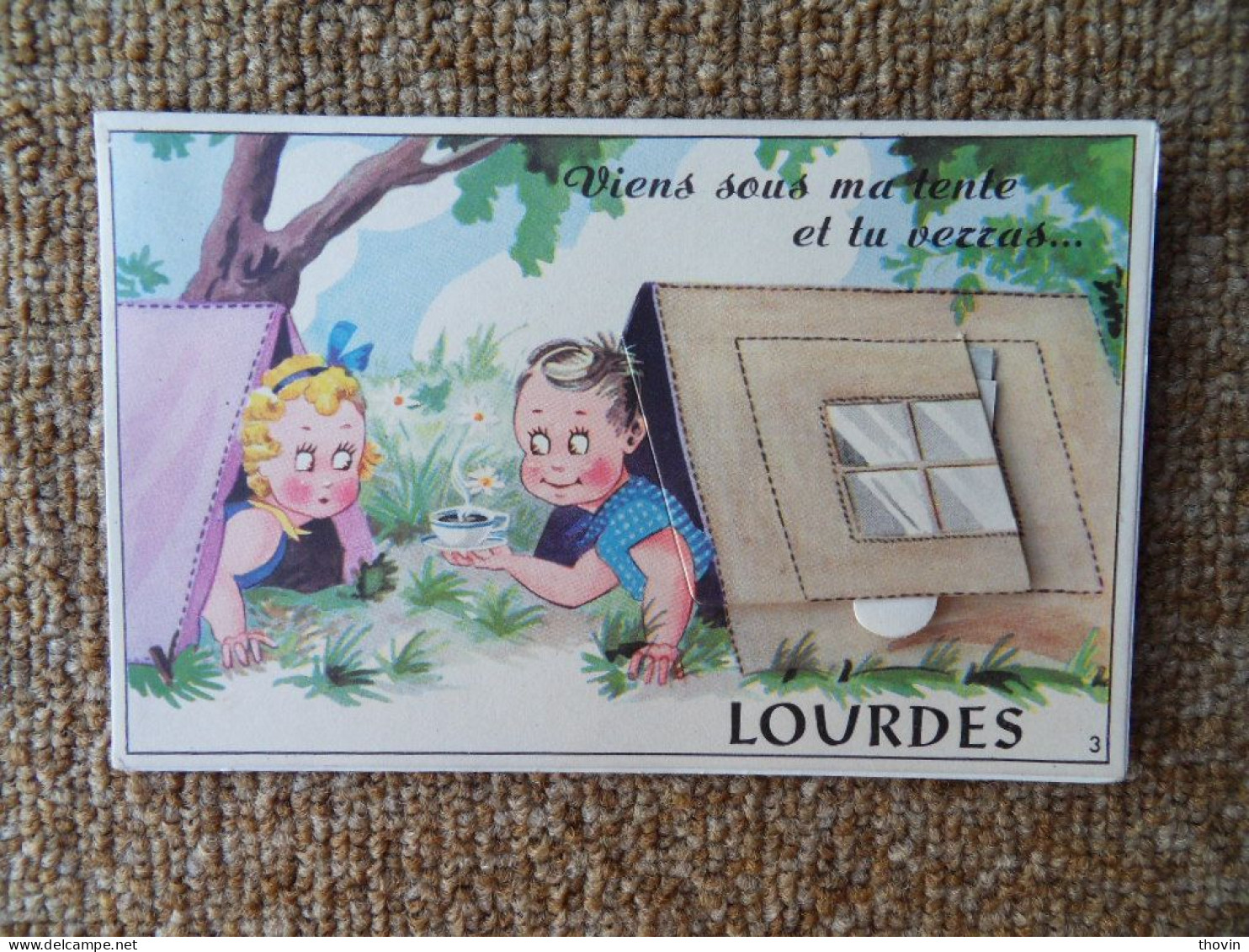 KB10/1449-Carte Système Viens Sous Ma Tente Et Tu Verras.... Lourdes - Lourdes