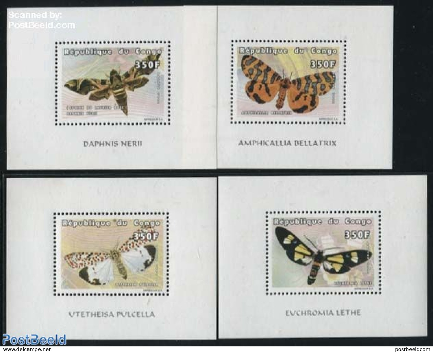 Congo Republic 1999 Butterflies 4 S/s, Mint NH, Nature - Butterflies - Andere & Zonder Classificatie