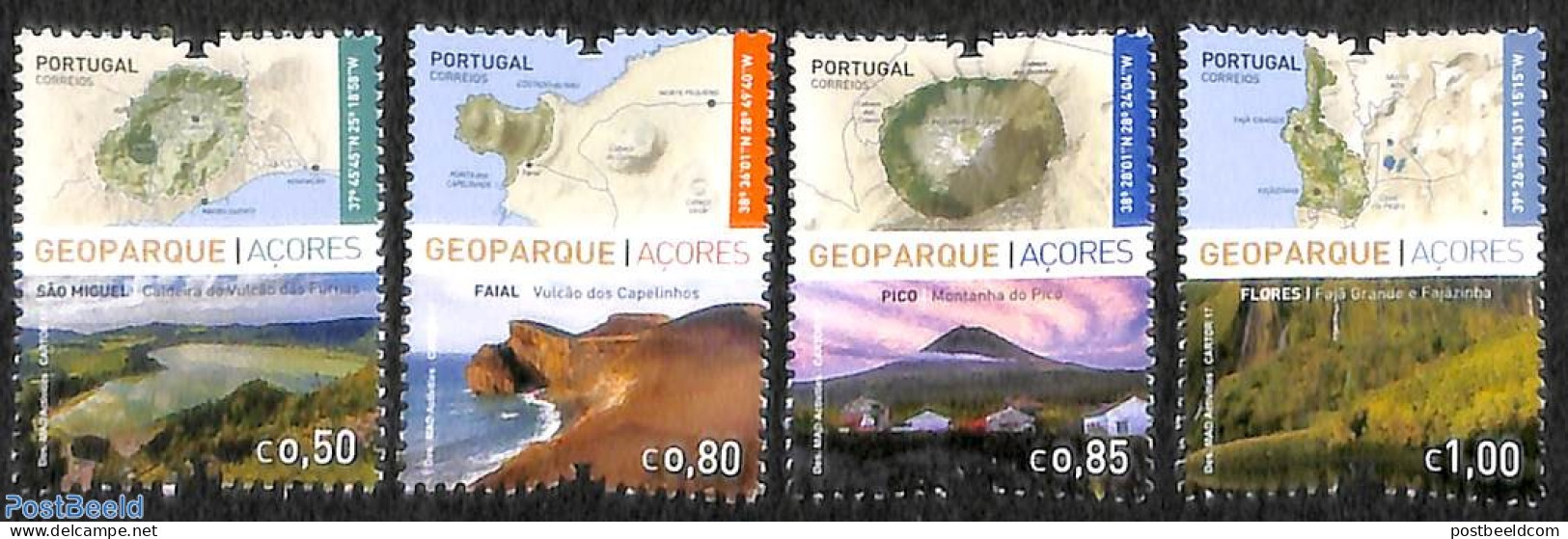 Azores 2017 Geo Parks 4v, Mint NH, History - Nature - Various - Geology - National Parks - Maps - Natur