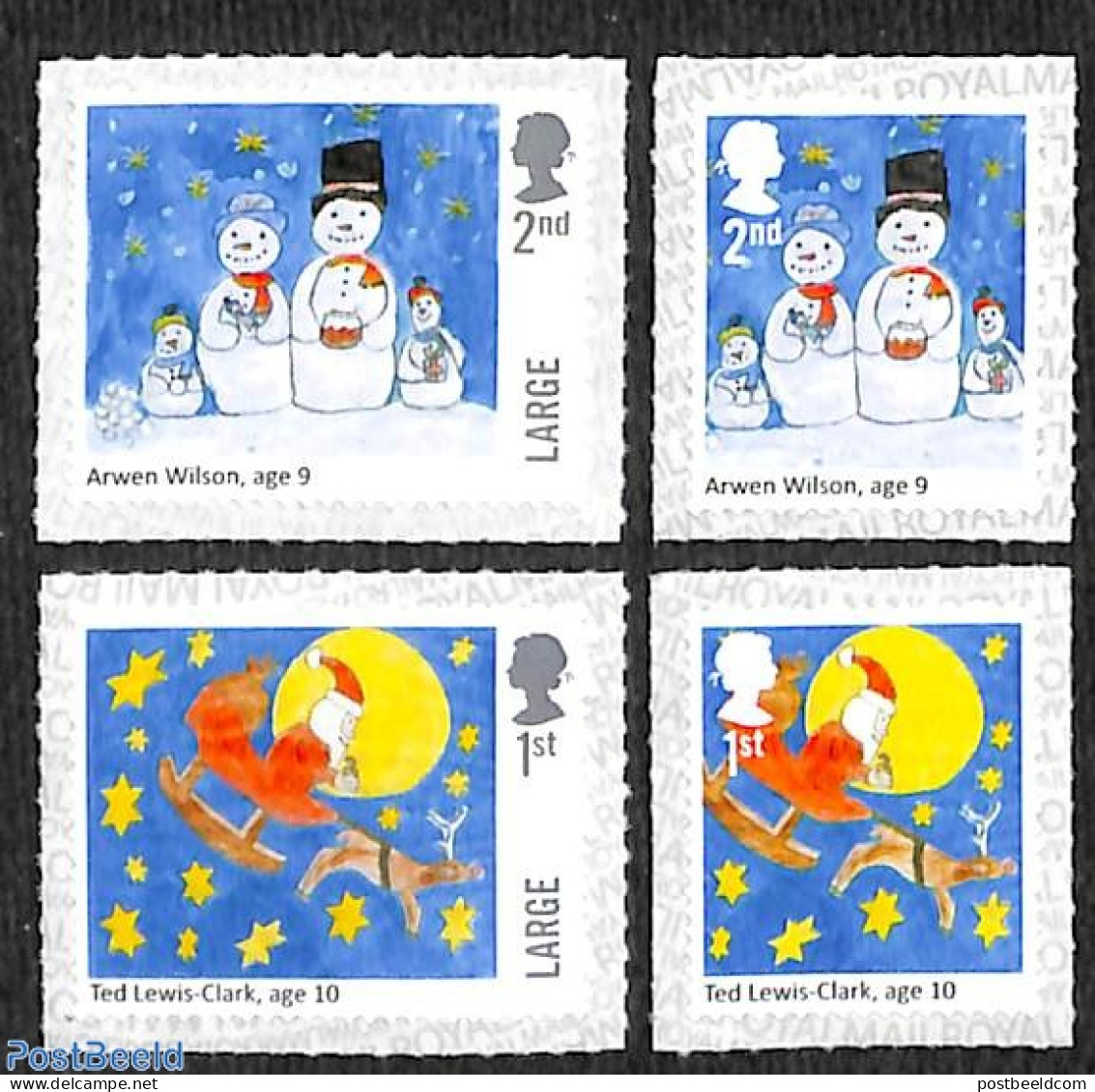 Great Britain 2017 Christmas 4v S-a, Children Design, Mint NH, Religion - Christmas - Art - Children Drawings - Unused Stamps