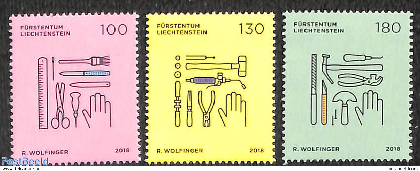 Liechtenstein 2018 Handicrafts 3v, Mint NH, History - Sepac - Ungebraucht