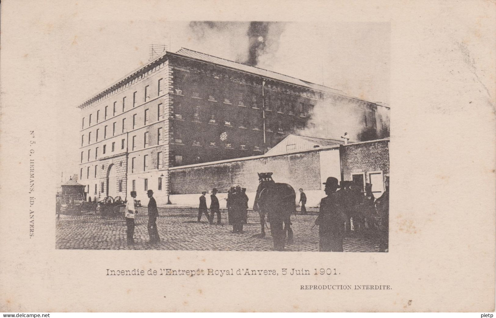 Anvers Incendie De L'Entrepôt Royal D'Anvers, 5 Juin 1901 : LOT De 9 Cartes Nos 1 à 9 - éditeur HERMANS - Antwerpen