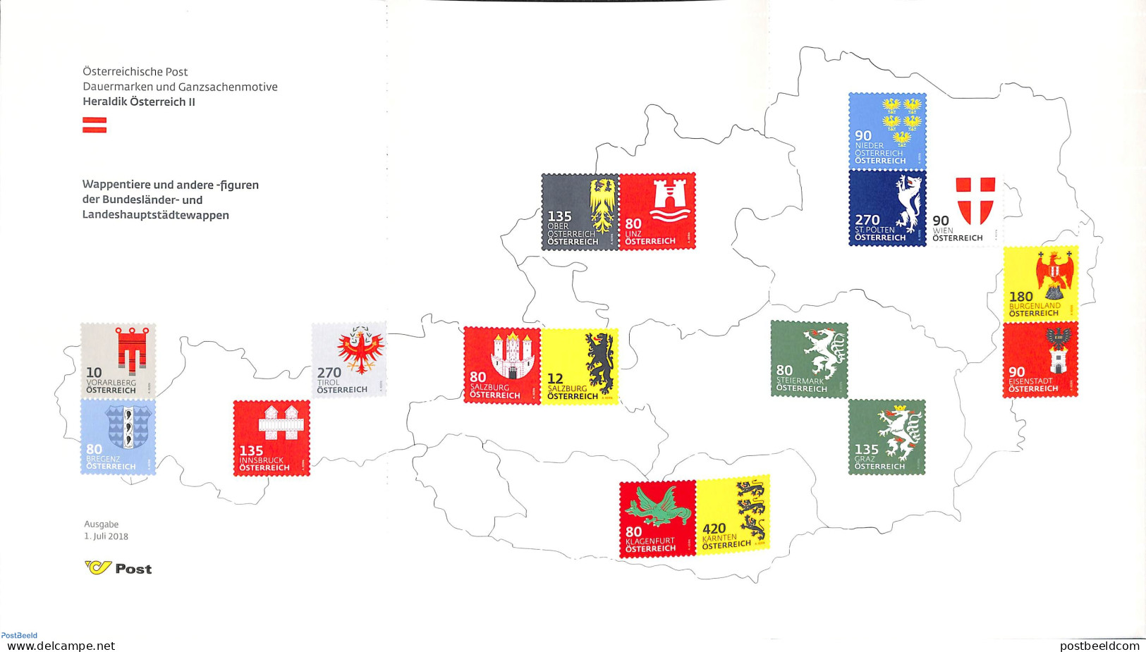 Austria 2018 Coat Of Arms Folder (present From The Post), Mint NH, History - Coat Of Arms - Neufs