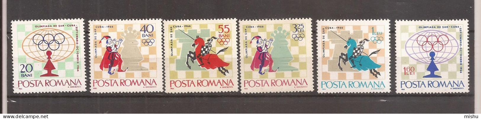 LP 621 Romania -1966 - OLIMPIADA DE SAH DE LA HAVANA SERIE, Nestampilat - Otros & Sin Clasificación