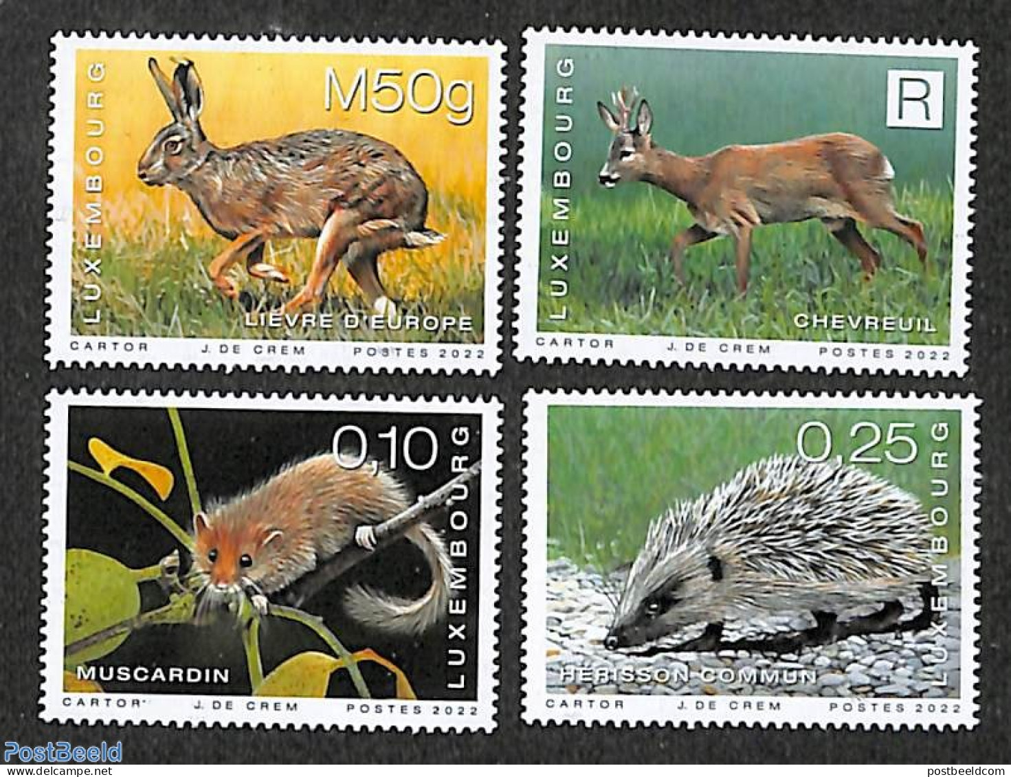 Luxemburg 2022 Mammals 4v, Mint NH, Nature - Animals (others & Mixed) - Deer - Hedgehog - Rabbits / Hares - Wild Mammals - Ungebraucht