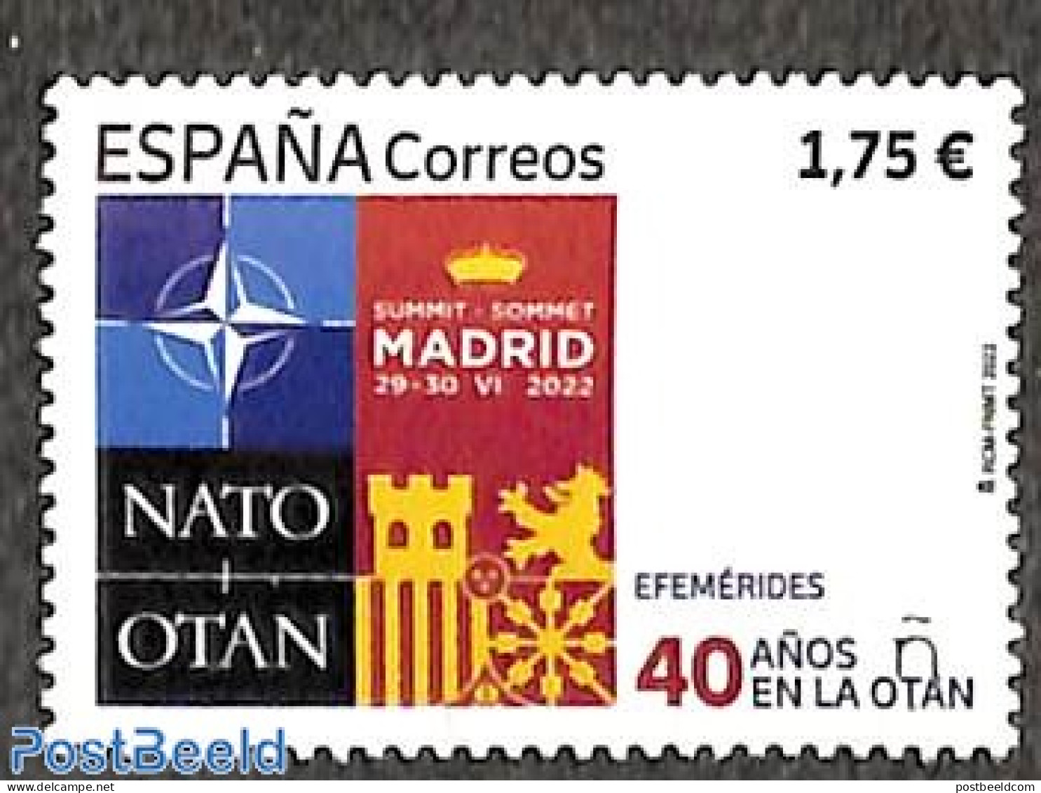 Spain 2022 40 Years NATO Membership 1v, Mint NH, History - Europa Hang-on Issues - NATO - Nuevos
