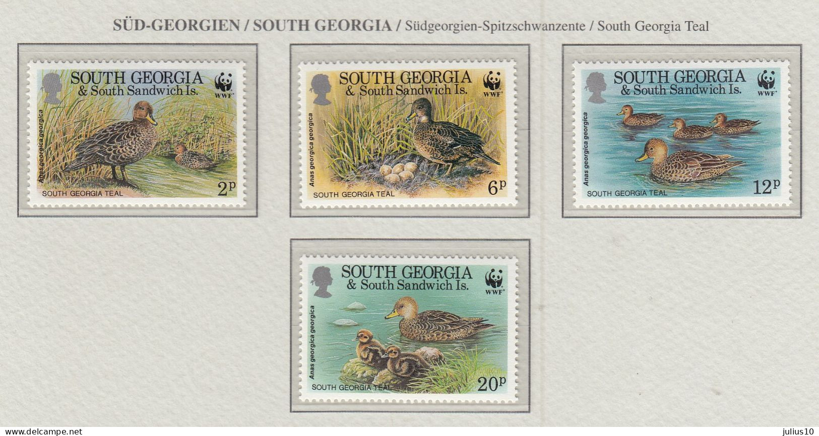 SOUTH GEORGIA 1992 WWF Birds Ducks Mi 203-206 MNH(**) Fauna 809 - Canards