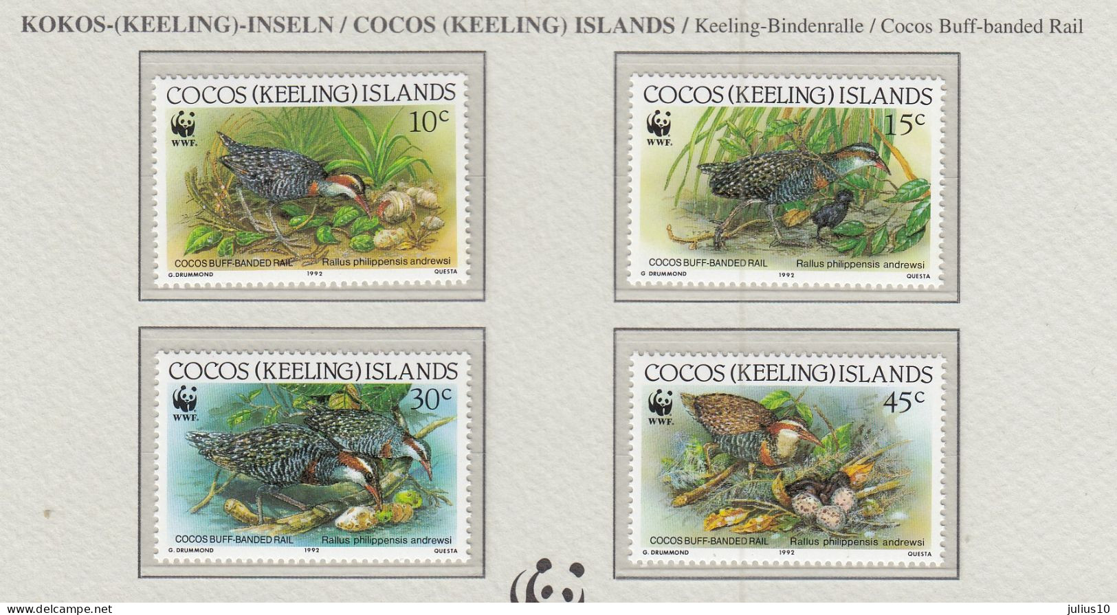 COCOS (KEELING) ISLANDS 1992 WWF Birds Mi 267-270 MNH(**) Fauna 810 - Other & Unclassified