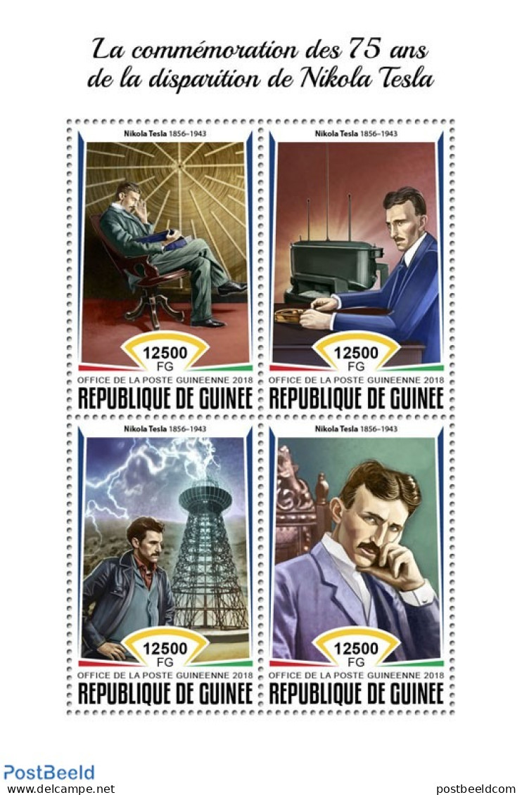 Guinea, Republic 2018 Nikola Tesla, Mint NH, Science - Transport - Inventors - Automobiles - Auto's