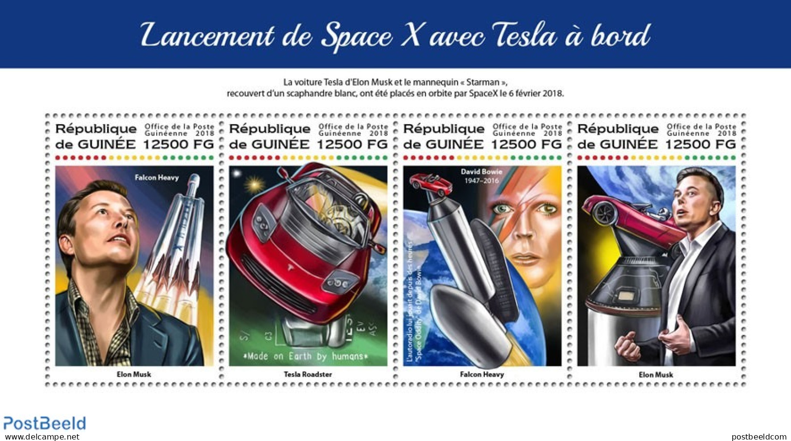 Guinea, Republic 2018 Launch Of SpaceX With Tesla On Board, Mint NH, Science - Transport - Inventors - Automobiles - S.. - Coches