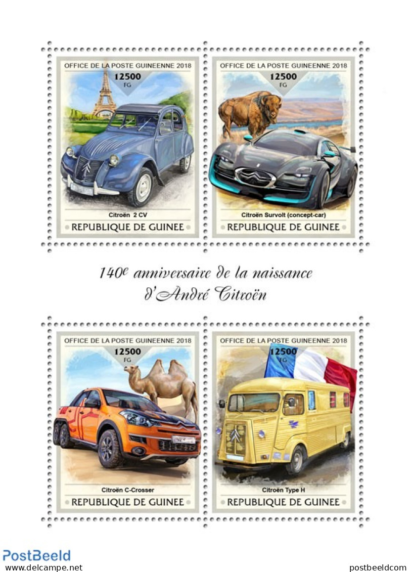 Guinea, Republic 2018 André Citroën, Mint NH, Nature - Transport - Animals (others & Mixed) - Camels - Automobiles -.. - Auto's