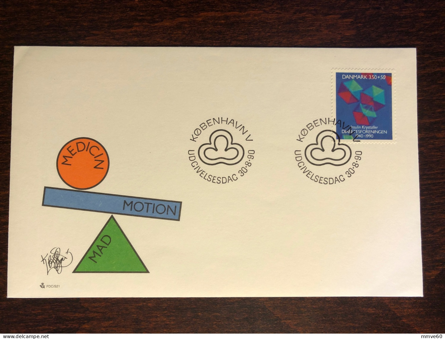 DENMARK FDC COVER 1990 YEAR DIABETES INSULIN HEALTH MEDICINE STAMPS - FDC