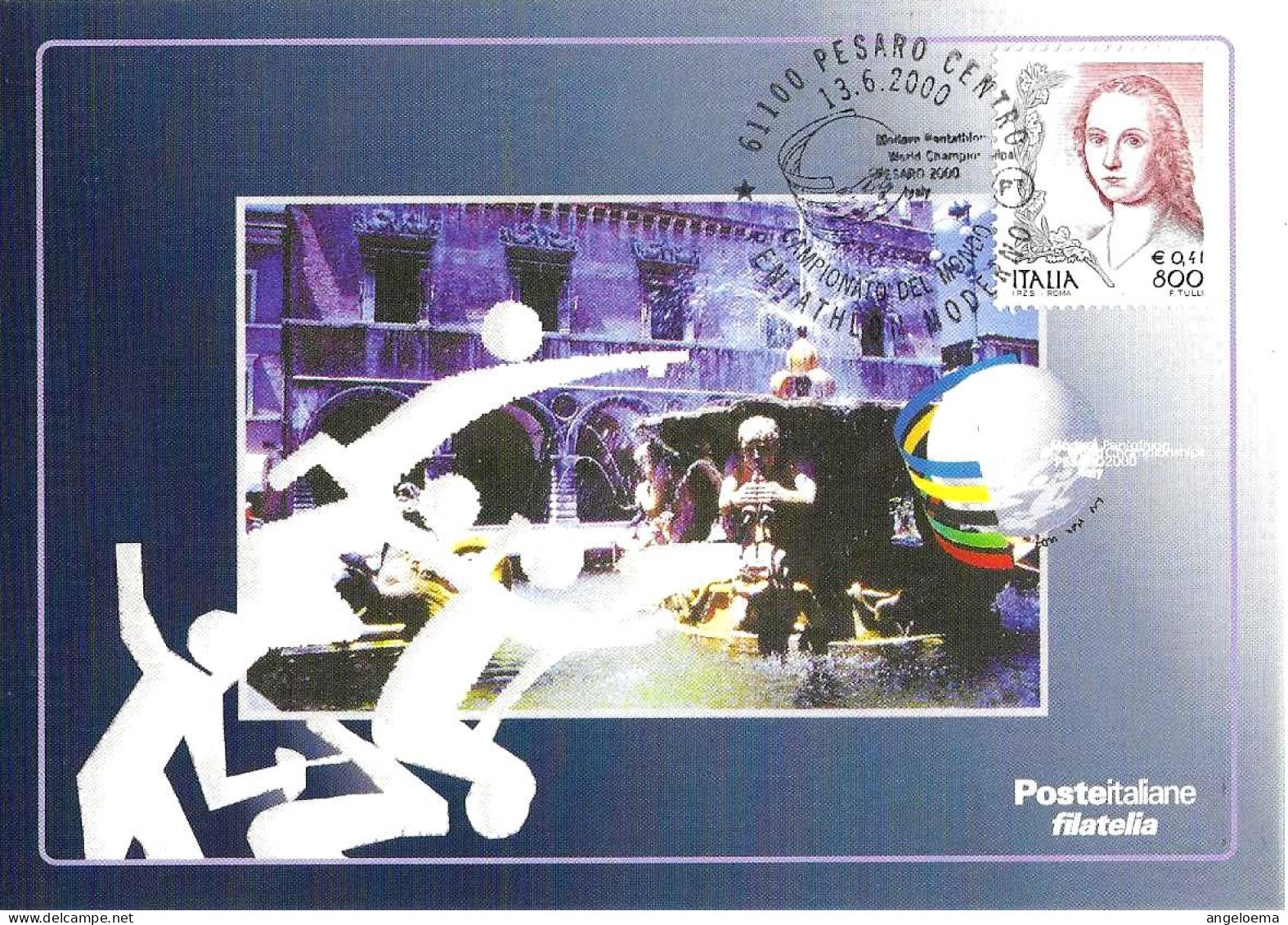 ITALIA ITALY - 2000 PESARO Campionato Mondo PENTATHLON MODERNO Annullo Fdc Su Cartolina Speciale PT - 7300 - Other & Unclassified